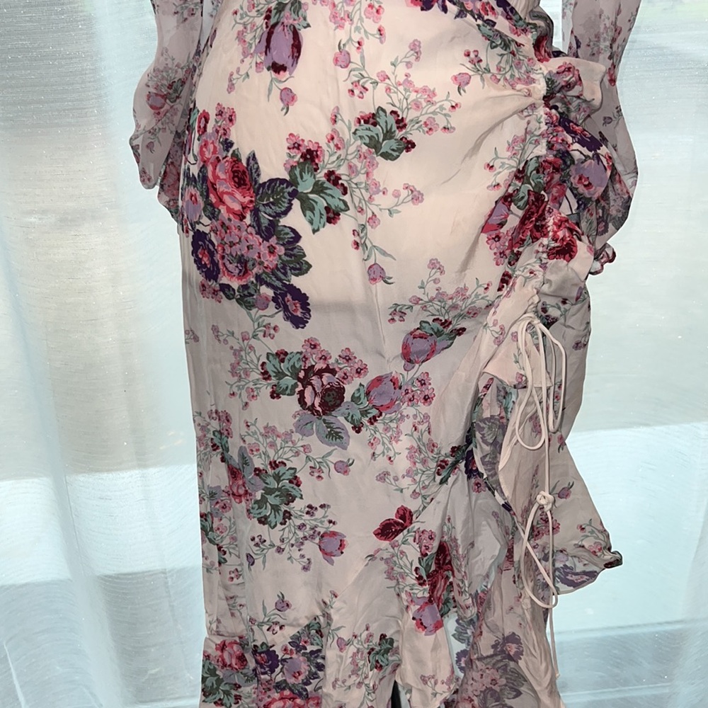 For Love and Lemons x Free People Ross Floral White Long Sleeve Asymmetric Dress - Picture 6 of 8